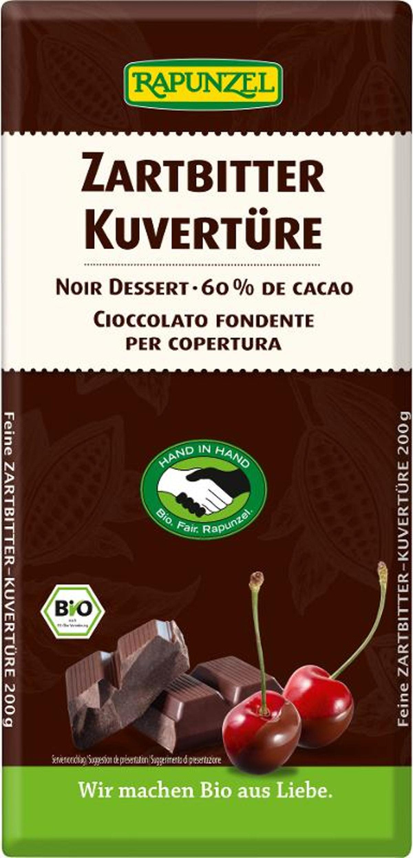 Produktfoto zu Zartbitter Kuvertüre, 200g