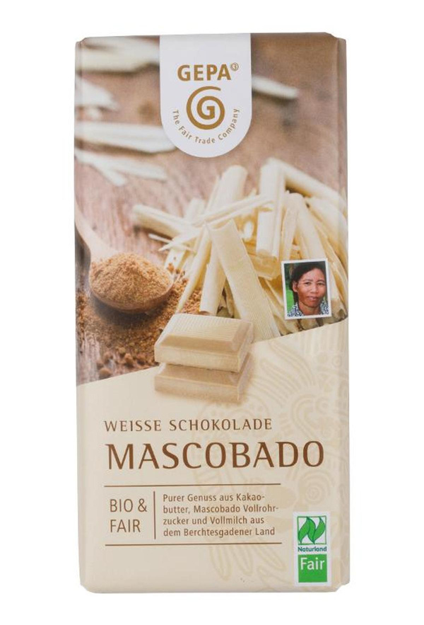 Produktfoto zu Weiße Schokolade mit Mascobado, 100g