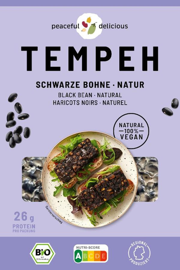 Produktfoto zu Tempeh Block Schwarze Bohnen, 200g