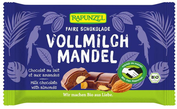 Produktfoto zu Vollmilch Schokolade mit ganzen Mandeln, 100g