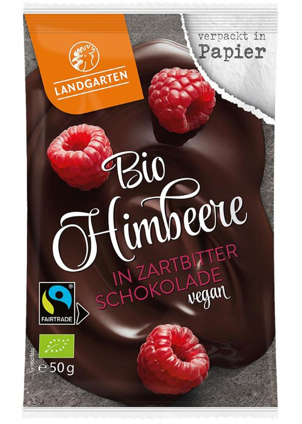 Produktfoto zu Himbeeren in Zartbitterschokolade, 50g