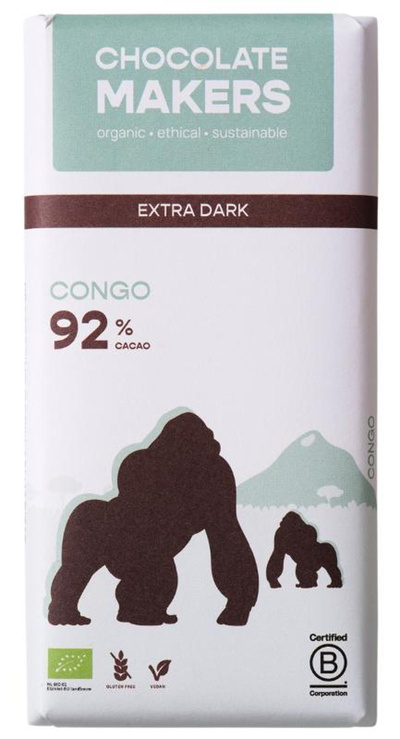 Produktfoto zu Zartbitterschokolade Kongo Extra Pur 92%, 80g